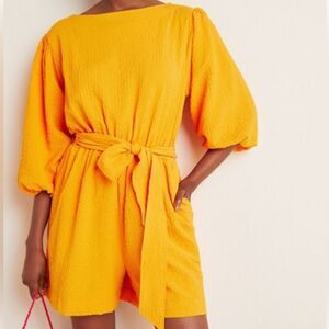 Anthropologie Yellow Textured Romper
